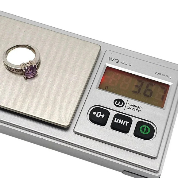 QJ Signed 925 Sterling Silver Light Purple Tourmaline Ring SZ 7.25 VTG - Picture 8 of 9